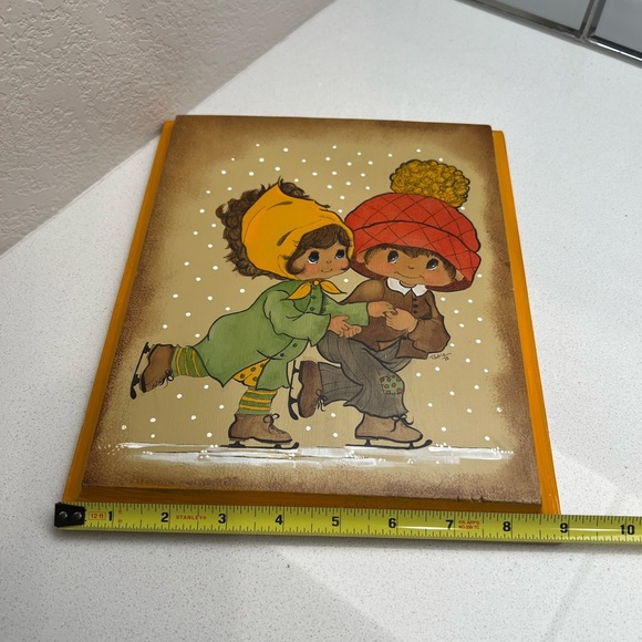 Vintage Plaque Children Ice Skating Boy Girl 1970s 1975 - Picture 7 of 8
